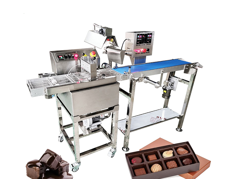 Professional Small Chocolate Bar Chocolate Enrobing Coating Machine With Cooling belt