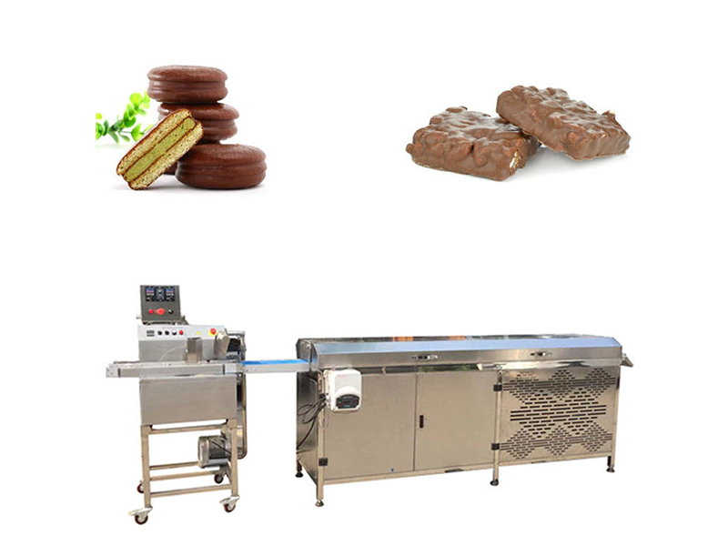 Cooling Tunnel Small Enrobing Automatic Cookie Dates Chocolate Coating Machine
